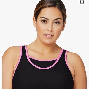 Glamorise Black with pink trim Full Figure Sports Bra 38J Brand New